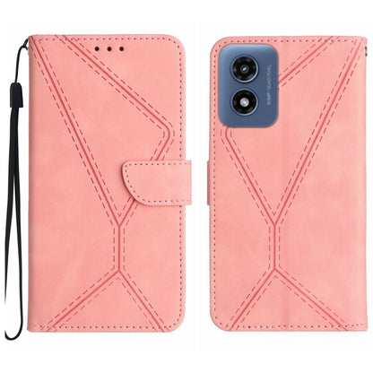 For Motorola Moto G Play 4G 2024 Stitching Embossed Leather Phone Case(Pink) - Motorola Cases by PMC Jewellery | Online Shopping South Africa | PMC Jewellery | Buy Now Pay Later Mobicred