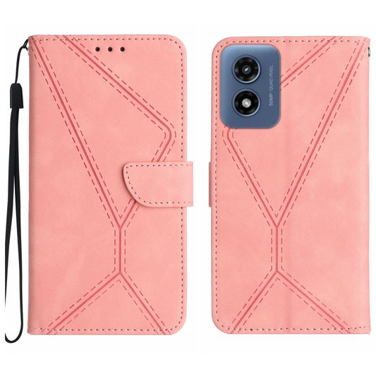 For Motorola Moto G Play 5G 2024 Stitching Embossed Leather Phone Case(Pink) - Motorola Cases by PMC Jewellery | Online Shopping South Africa | PMC Jewellery | Buy Now Pay Later Mobicred