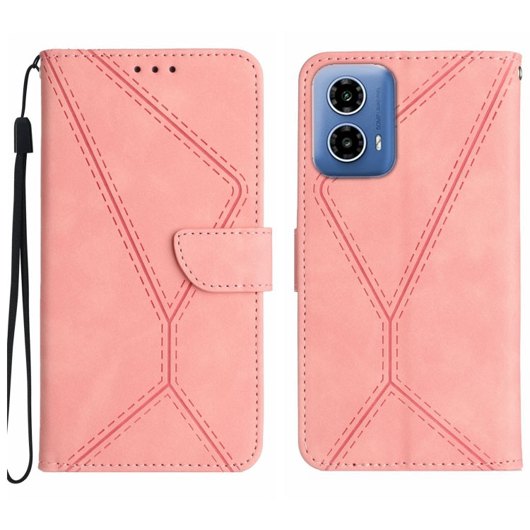 For Motorola Moto G Stylus 5G 2024 Stitching Embossed Leather Phone Case(Pink) - Motorola Cases by PMC Jewellery | Online Shopping South Africa | PMC Jewellery | Buy Now Pay Later Mobicred