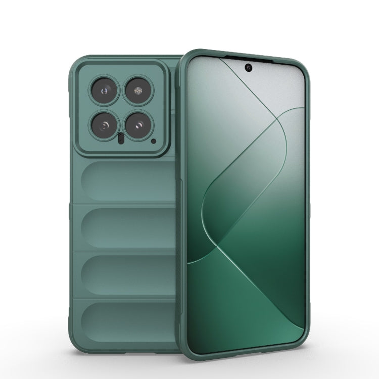 For Xiaomi 14 5G Magic Shield TPU + Flannel Phone Case(Dark Green) - 14 Cases by PMC TechLife | Online Shopping South Africa | PMC TechLife | Buy Now Pay Later Mobicred