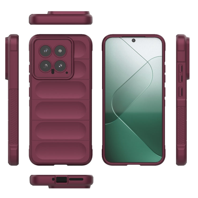 For Xiaomi 14 5G Magic Shield TPU + Flannel Phone Case(Wine Red) - 14 Cases by PMC Jewellery | Online Shopping South Africa | PMC Jewellery | Buy Now Pay Later Mobicred