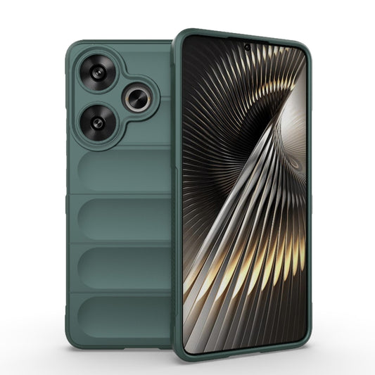 For Xiaomi Redmi Turbo 3 5G Magic Shield TPU + Flannel Phone Case(Dark Green) - Xiaomi Cases by PMC Jewellery | Online Shopping South Africa | PMC Jewellery | Buy Now Pay Later Mobicred