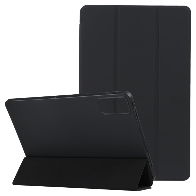 For Xiaomi Redmi Pad SE 2023 Three-fold Holder Flip Tablet Leather Case(Black) - More Tablet Cases by PMC Jewellery | Online Shopping South Africa | PMC Jewellery