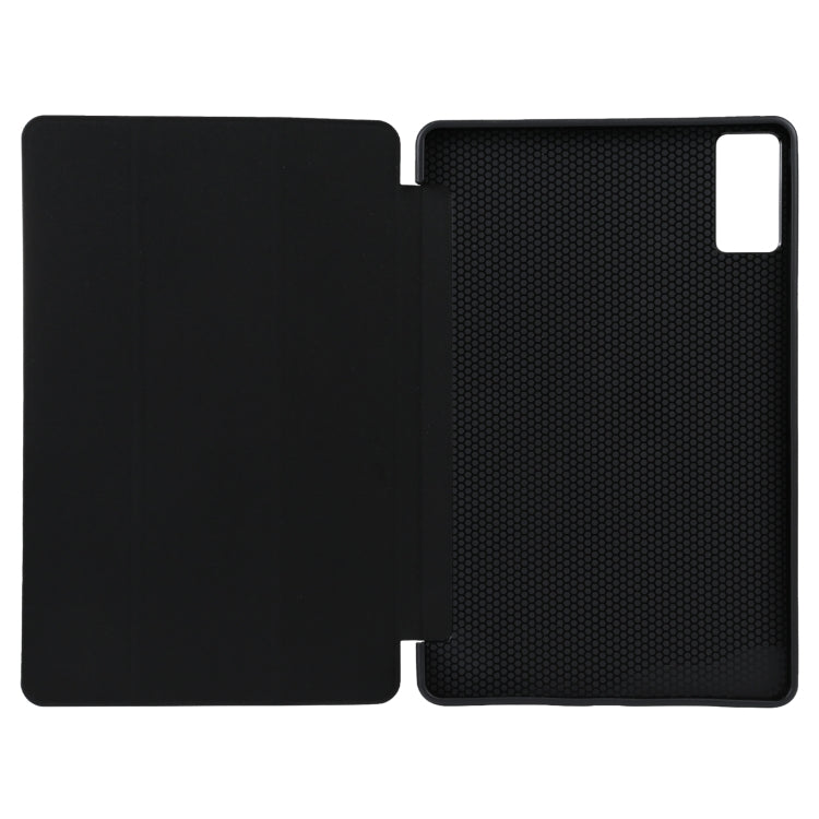 For Xiaomi Redmi Pad SE 2023 Three-fold Holder Flip Tablet Leather Case(Black) - More Tablet Cases by PMC Jewellery | Online Shopping South Africa | PMC Jewellery