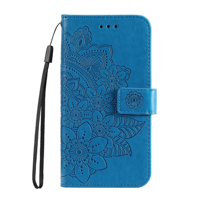 For Honor Magic6 Pro Seven-petal Flowers Embossing Leather Phone Case(Blue) - Honor Cases by PMC Jewellery | Online Shopping South Africa | PMC Jewellery | Buy Now Pay Later Mobicred