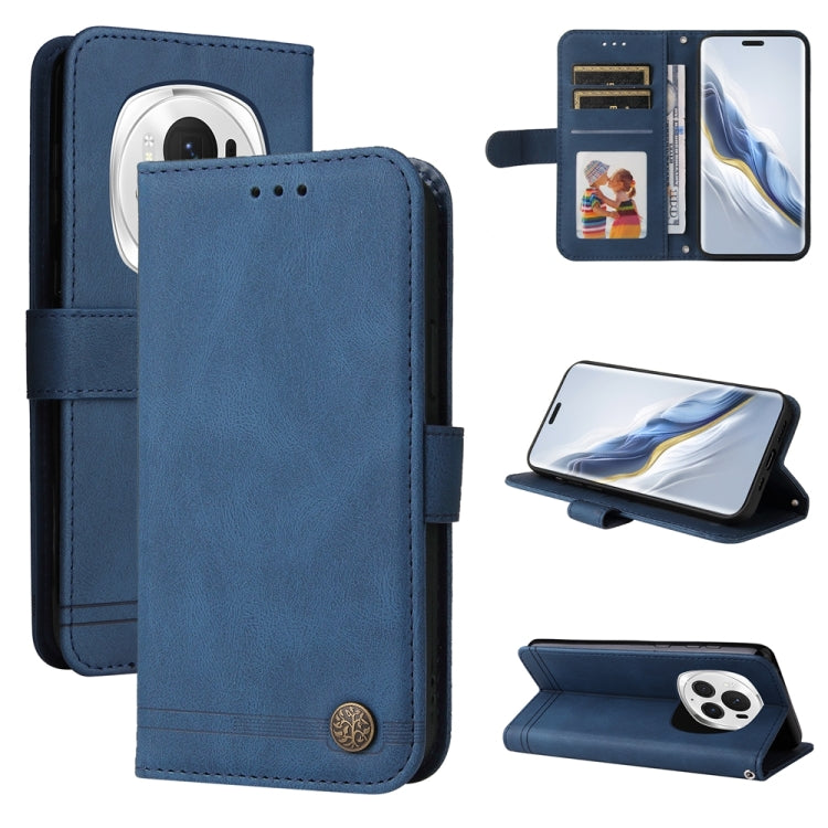 For Honor Magic6 Pro Skin Feel Life Tree Metal Button Leather Phone Case(Blue) - Honor Cases by PMC Jewellery | Online Shopping South Africa | PMC Jewellery | Buy Now Pay Later Mobicred