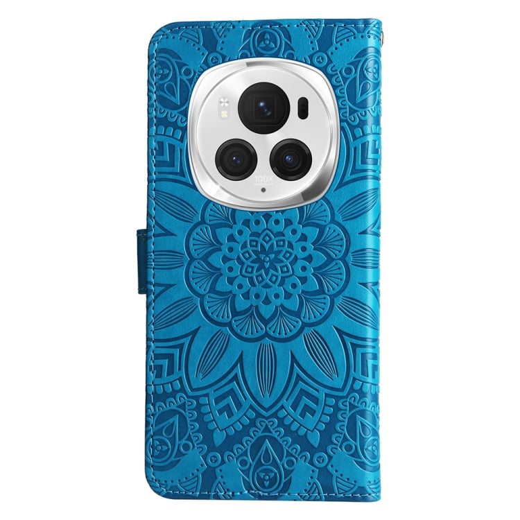 For Honor Magic6 Pro Embossed Sunflower Leather Phone Case(Blue) - Honor Cases by PMC Jewellery | Online Shopping South Africa | PMC Jewellery | Buy Now Pay Later Mobicred