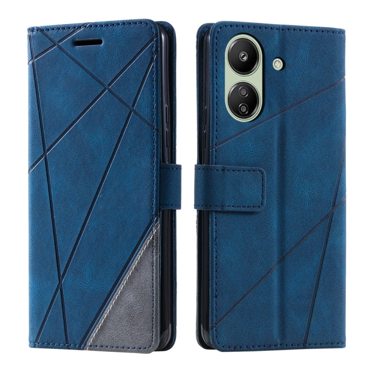 For Xiaomi Redmi 13C Skin Feel Splicing Leather Phone Case(Blue) - 13C Cases by PMC Jewellery | Online Shopping South Africa | PMC Jewellery