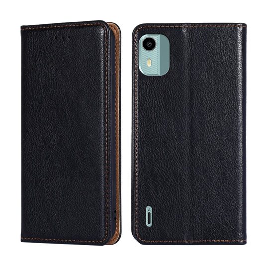 For Nokia C12 Gloss Oil Solid Color Magnetic Leather Phone Case(Black) - Nokia Cases by PMC Jewellery | Online Shopping South Africa | PMC Jewellery | Buy Now Pay Later Mobicred