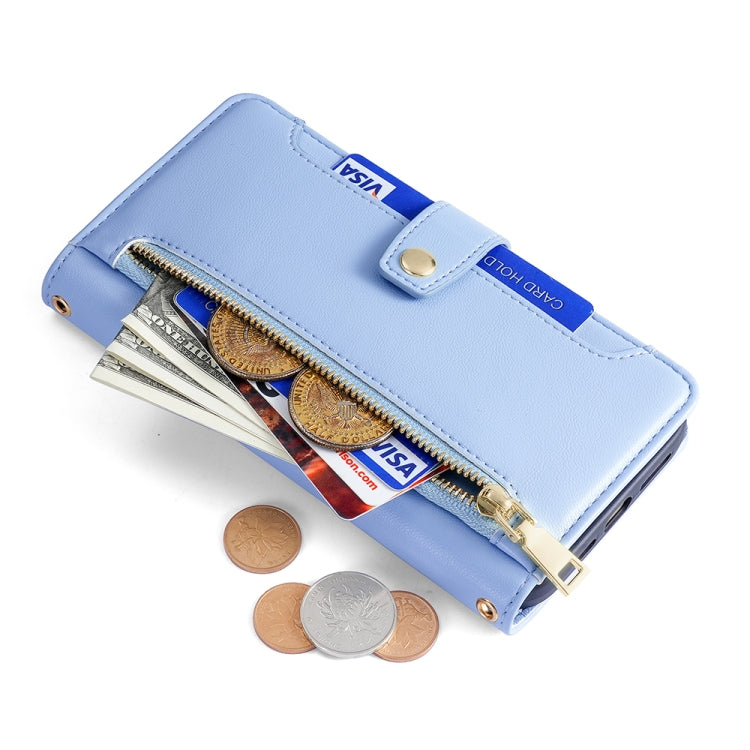 For Nokia G11 Plus Lite Sheep Texture Cross-body Zipper Wallet Leather Phone Case(Blue) - free shipping - PMC TechLife - Order now!