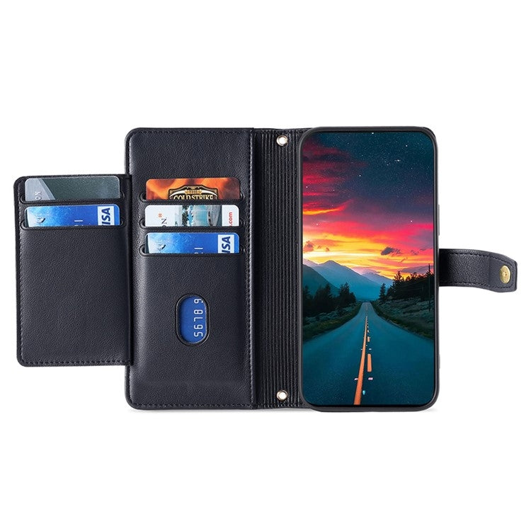 For Honor 200 Pro 5G Sheep Texture Cross-body Zipper Wallet Leather Phone Case(Black) - Honor Cases by PMC TechLife | Online Shopping South Africa | PMC TechLife | Buy Now Pay Later Mobicred