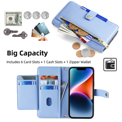 For Samsung Galaxy S24+ 5G Sheep Texture Cross-body Zipper Wallet Leather Phone Case(Blue) - Galaxy S24+ 5G Cases by PMC Jewellery | Online Shopping South Africa | PMC Jewellery | Buy Now Pay Later Mobicred