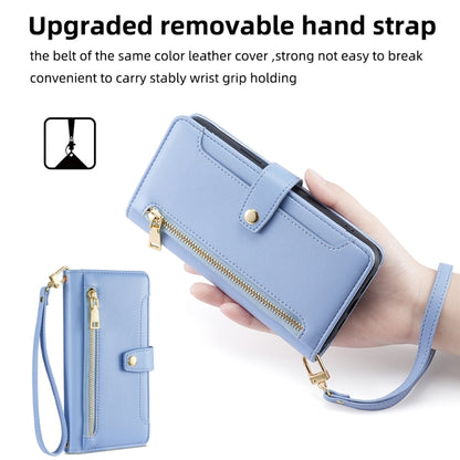 For Samsung Galaxy S24+ 5G Sheep Texture Cross-body Zipper Wallet Leather Phone Case(Blue) - Galaxy S24+ 5G Cases by PMC Jewellery | Online Shopping South Africa | PMC Jewellery | Buy Now Pay Later Mobicred