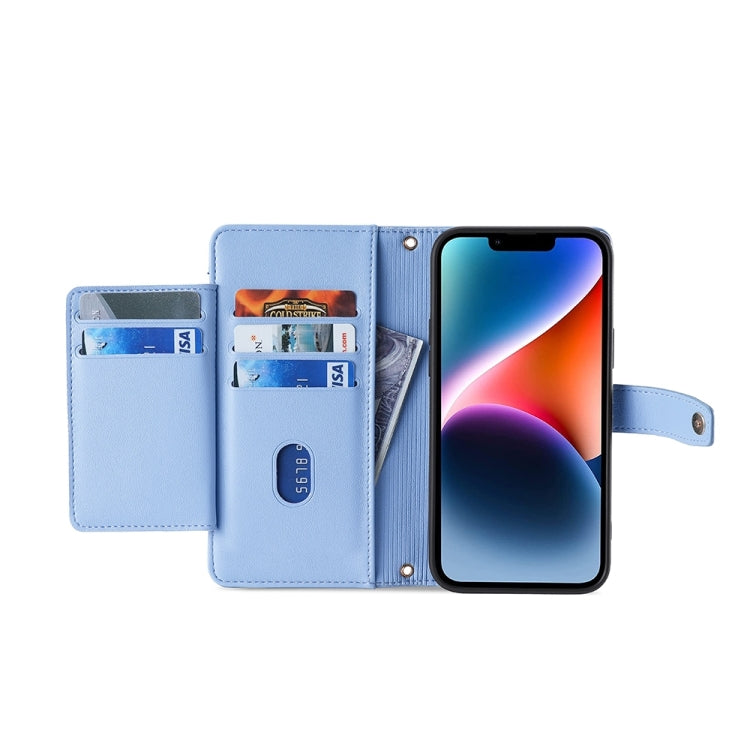 For OnePlus Ace 2 Pro Sheep Texture Cross-body Zipper Wallet Leather Phone Case(Blue) - OnePlus Cases by PMC TechLife | Online Shopping South Africa | PMC TechLife | Buy Now Pay Later Mobicred