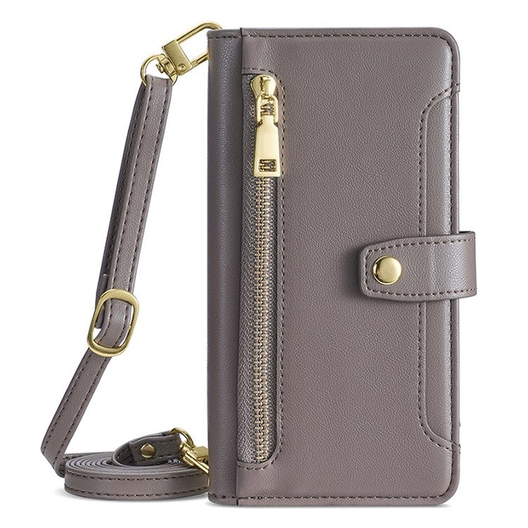 For OnePlus Ace 3V 5G Sheep Texture Cross-body Zipper Wallet Leather Phone Case(Grey) - OnePlus Cases by PMC TechLife | Online Shopping South Africa | PMC TechLife | Buy Now Pay Later Mobicred