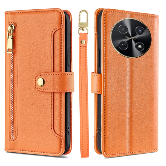 For Huawei nova 12i 4G Sheep Texture Cross-body Zipper Wallet Leather Phone Case(Orange) - Huawei Cases by PMC Jewellery | Online Shopping South Africa | PMC Jewellery | Buy Now Pay Later Mobicred