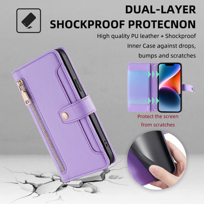 For Huawei Pura 70 5G Sheep Texture Cross-body Zipper Wallet Leather Phone Case(Purple) - Huawei Cases by PMC Jewellery | Online Shopping South Africa | PMC Jewellery | Buy Now Pay Later Mobicred