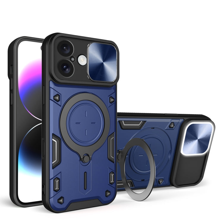 For iPhone 16 CD Texture Sliding Camshield Magnetic Holder Phone Case(Blue) - iPhone 16 Cases by PMC Jewellery | Online Shopping South Africa | PMC Jewellery | Buy Now Pay Later Mobicred