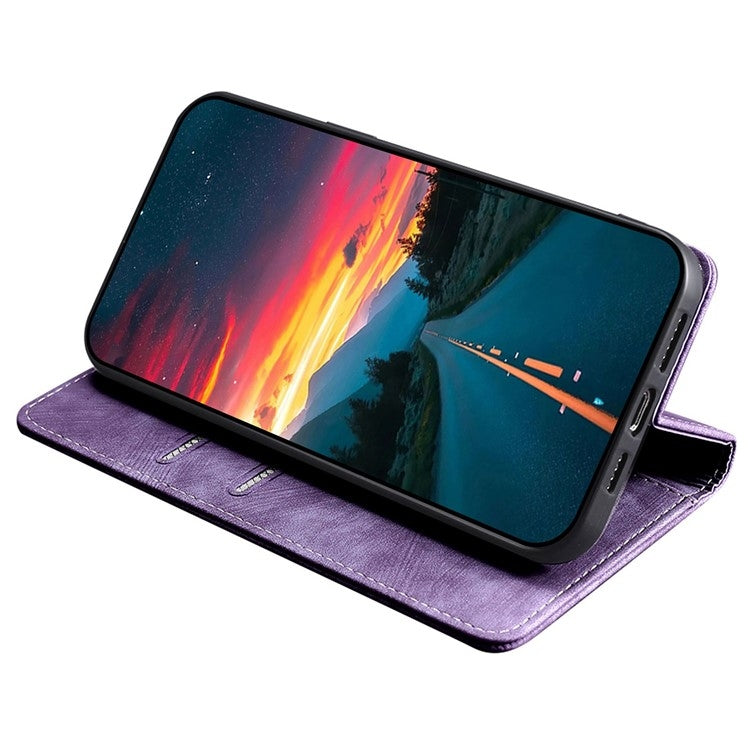 For Honor Magic6 Pro RFID Anti-theft Brush Magnetic Leather Phone Case(Purple) - Honor Cases by PMC Jewellery | Online Shopping South Africa | PMC Jewellery | Buy Now Pay Later Mobicred