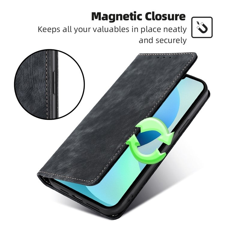 For Huawei Pura 70 RFID Anti-theft Brush Magnetic Leather Phone Case(Black) - Huawei Cases by PMC Jewellery | Online Shopping South Africa | PMC Jewellery | Buy Now Pay Later Mobicred