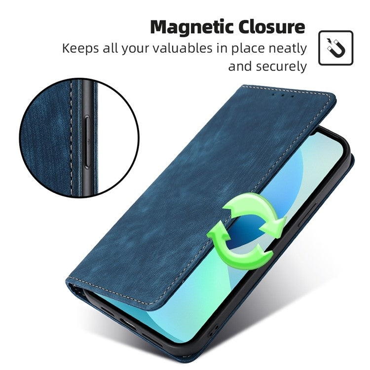 For Huawei Pura 70 RFID Anti-theft Brush Magnetic Leather Phone Case(Blue) - Huawei Cases by PMC Jewellery | Online Shopping South Africa | PMC Jewellery | Buy Now Pay Later Mobicred