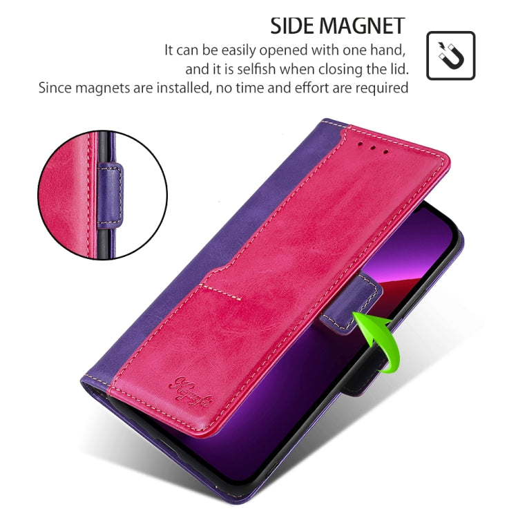 For Huawei Pura 70 Ultra 5G Contrast Color Side Buckle Leather Phone Case(Purple + Rose Red) - Huawei Cases by PMC Jewellery | Online Shopping South Africa | PMC Jewellery | Buy Now Pay Later Mobicred