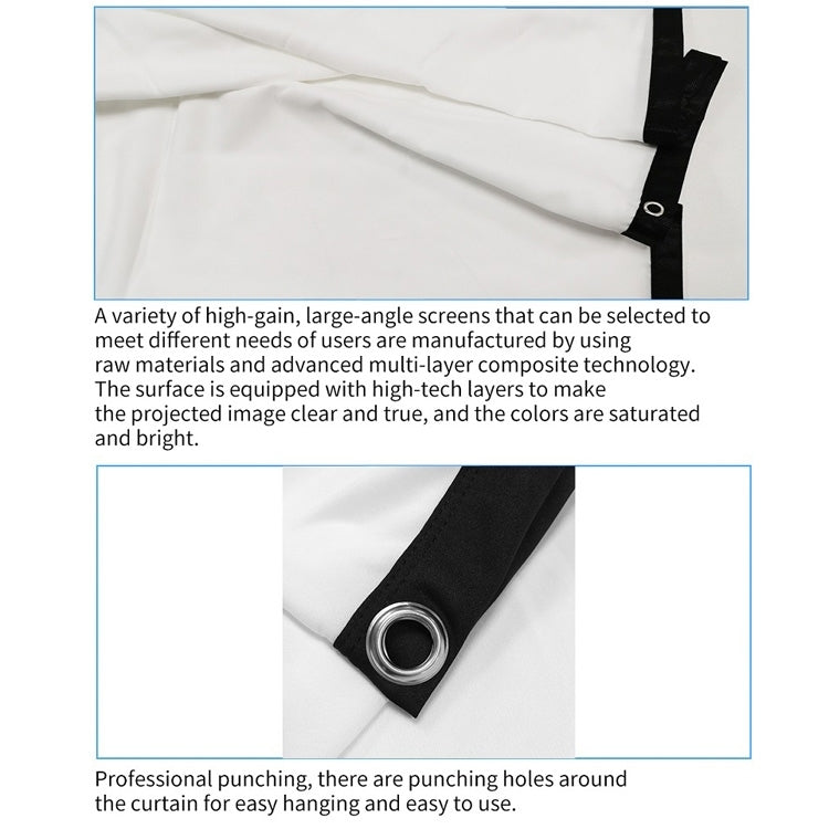 Simple Folding Thin Polyester Projector Film Curtain, Size:180 inch 16:9 - Film Curtains by PMC TechLife | Online Shopping South Africa | PMC TechLife | Buy Now Pay Later Mobicred