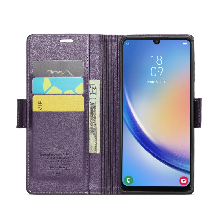 For Samsung Galaxy A34 5G CaseMe 023 Butterfly Buckle Litchi Texture RFID Anti-theft Leather Phone Case(Pearly Purple) - Galaxy Phone Cases by CaseMe | Online Shopping South Africa | PMC Jewellery | Buy Now Pay Later Mobicred