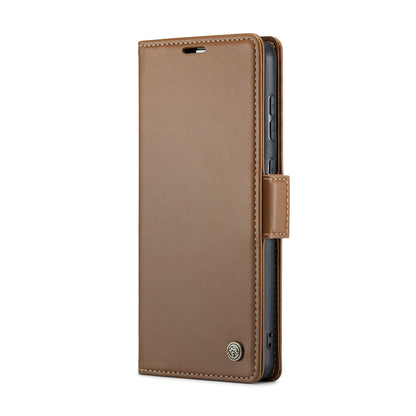 For Samsung Galaxy A73 5G CaseMe 023 Butterfly Buckle Litchi Texture RFID Anti-theft Leather Phone Case(Brown) - Galaxy Phone Cases by CaseMe | Online Shopping South Africa | PMC Jewellery | Buy Now Pay Later Mobicred