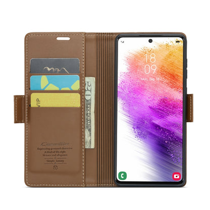 For Samsung Galaxy A73 5G CaseMe 023 Butterfly Buckle Litchi Texture RFID Anti-theft Leather Phone Case(Brown) - Galaxy Phone Cases by CaseMe | Online Shopping South Africa | PMC Jewellery | Buy Now Pay Later Mobicred