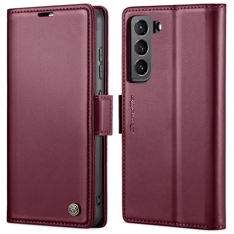 For Samsung Galaxy S22 5G CaseMe 023 Butterfly Buckle Litchi Texture RFID Anti-theft Leather Phone Case(Wine Red) - Galaxy S22 5G Cases by CaseMe | Online Shopping South Africa | PMC Jewellery | Buy Now Pay Later Mobicred