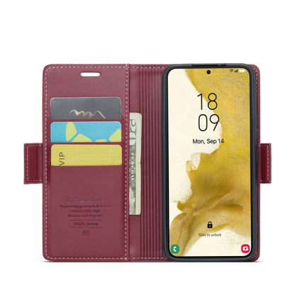 For Samsung Galaxy S22 5G CaseMe 023 Butterfly Buckle Litchi Texture RFID Anti-theft Leather Phone Case(Wine Red) - Galaxy S22 5G Cases by CaseMe | Online Shopping South Africa | PMC Jewellery | Buy Now Pay Later Mobicred