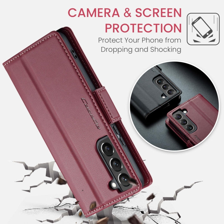 For Samsung Galaxy S22 5G CaseMe 023 Butterfly Buckle Litchi Texture RFID Anti-theft Leather Phone Case(Wine Red) - Galaxy S22 5G Cases by CaseMe | Online Shopping South Africa | PMC Jewellery | Buy Now Pay Later Mobicred