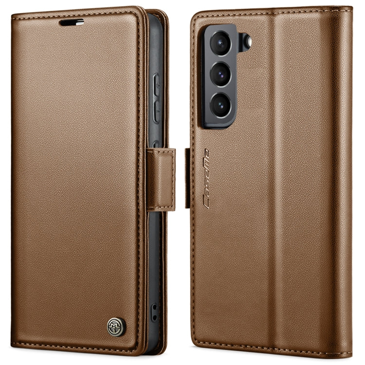 For Samsung Galaxy S22+ 5G CaseMe 023 Butterfly Buckle Litchi Texture RFID Anti-theft Leather Phone Case(Brown) - Galaxy S22+ 5G Cases by CaseMe | Online Shopping South Africa | PMC Jewellery | Buy Now Pay Later Mobicred