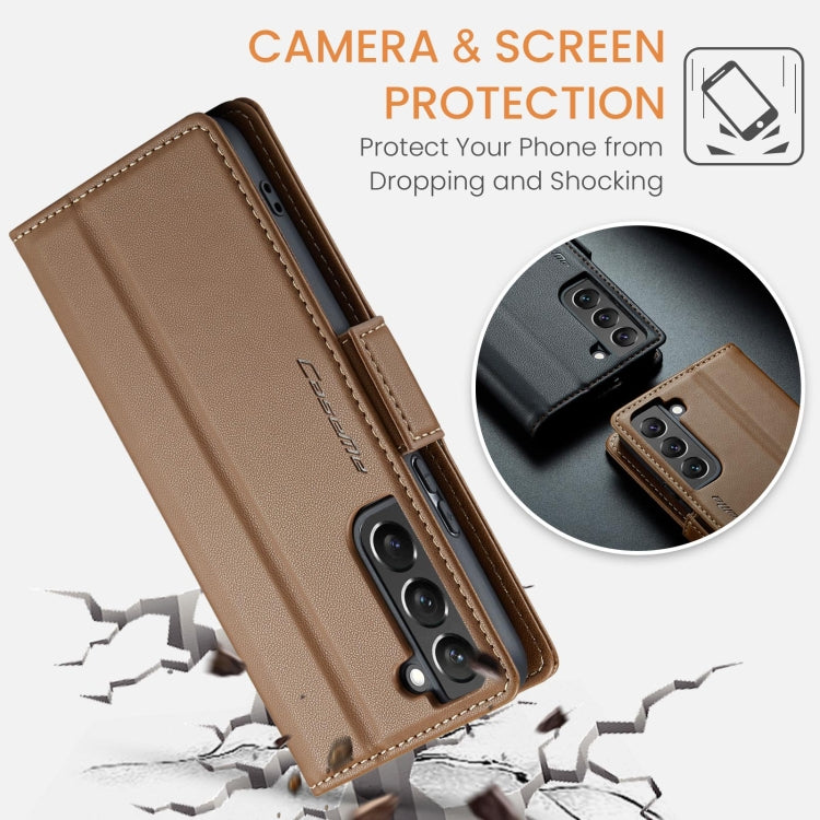 For Samsung Galaxy S22+ 5G CaseMe 023 Butterfly Buckle Litchi Texture RFID Anti-theft Leather Phone Case(Brown) - Galaxy S22+ 5G Cases by CaseMe | Online Shopping South Africa | PMC Jewellery | Buy Now Pay Later Mobicred