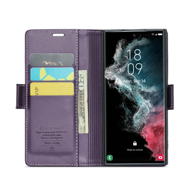 For Samsung Galaxy S22 Ultra 5G CaseMe 023 Butterfly Buckle Litchi Texture RFID Anti-theft Leather Phone Case(Pearly Purple) - Galaxy S22 Ultra 5G Cases by CaseMe | Online Shopping South Africa | PMC Jewellery | Buy Now Pay Later Mobicred