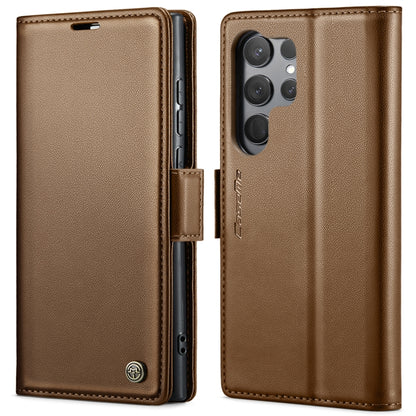 For Samsung Galaxy S23 Ultra 5G CaseMe 023 Butterfly Buckle Litchi Texture RFID Anti-theft Leather Phone Case(Brown) - Galaxy Phone Cases by CaseMe | Online Shopping South Africa | PMC Jewellery | Buy Now Pay Later Mobicred