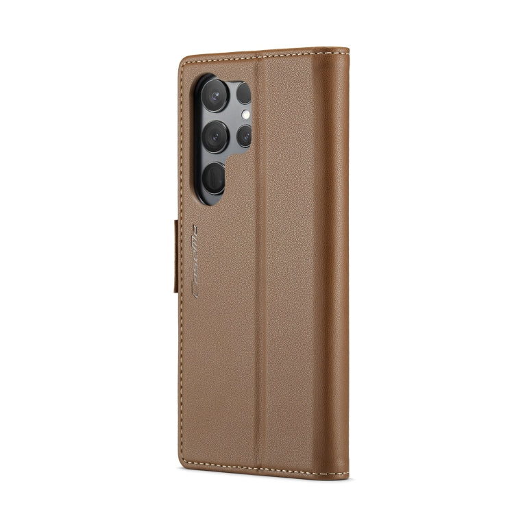 For Samsung Galaxy S23 Ultra 5G CaseMe 023 Butterfly Buckle Litchi Texture RFID Anti-theft Leather Phone Case(Brown) - Galaxy Phone Cases by CaseMe | Online Shopping South Africa | PMC Jewellery | Buy Now Pay Later Mobicred