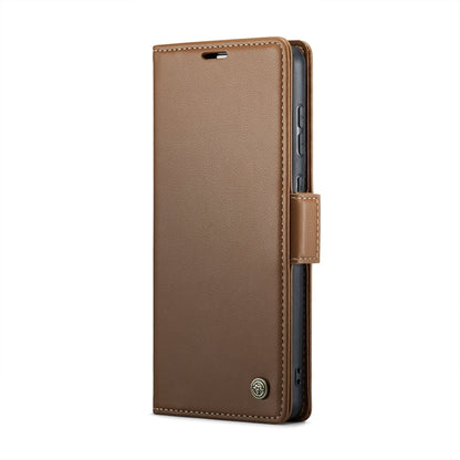 For Samsung Galaxy S21 FE 5G CaseMe 023 Butterfly Buckle Litchi Texture RFID Anti-theft Leather Phone Case(Brown) - Galaxy Phone Cases by CaseMe | Online Shopping South Africa | PMC Jewellery | Buy Now Pay Later Mobicred