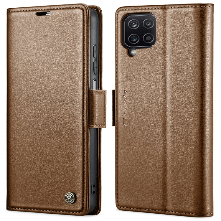 For Samsung Galaxy A12 5G CaseMe 023 Butterfly Buckle Litchi Texture RFID Anti-theft Leather Phone Case(Brown) - Galaxy Phone Cases by CaseMe | Online Shopping South Africa | PMC Jewellery | Buy Now Pay Later Mobicred