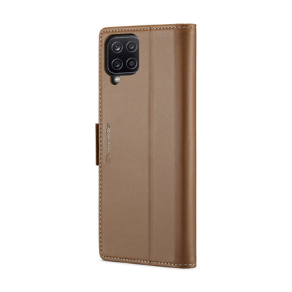 For Samsung Galaxy A12 5G CaseMe 023 Butterfly Buckle Litchi Texture RFID Anti-theft Leather Phone Case(Brown) - Galaxy Phone Cases by CaseMe | Online Shopping South Africa | PMC Jewellery | Buy Now Pay Later Mobicred