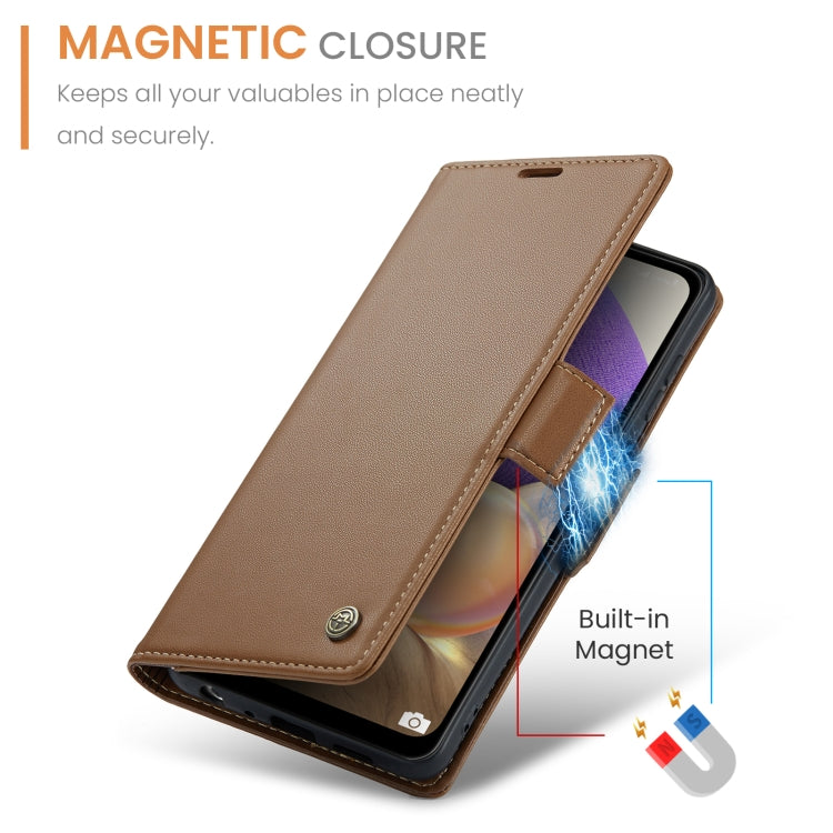 For Samsung Galaxy A32 5G / M32 5G CaseMe 023 Butterfly Buckle Litchi Texture RFID Anti-theft Leather Phone Case(Brown) - Galaxy Phone Cases by CaseMe | Online Shopping South Africa | PMC Jewellery | Buy Now Pay Later Mobicred