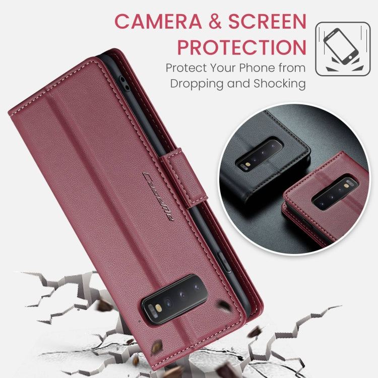 For Samsung Galaxy S10+ CaseMe 023 Butterfly Buckle Litchi Texture RFID Anti-theft Leather Phone Case(Wine Red) - Galaxy Phone Cases by CaseMe | Online Shopping South Africa | PMC Jewellery | Buy Now Pay Later Mobicred