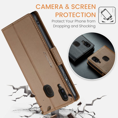 For Samsung Galaxy A20/A30/M10s CaseMe 023 Butterfly Buckle Litchi Texture RFID Anti-theft Leather Phone Case(Brown) - Galaxy Phone Cases by CaseMe | Online Shopping South Africa | PMC Jewellery | Buy Now Pay Later Mobicred