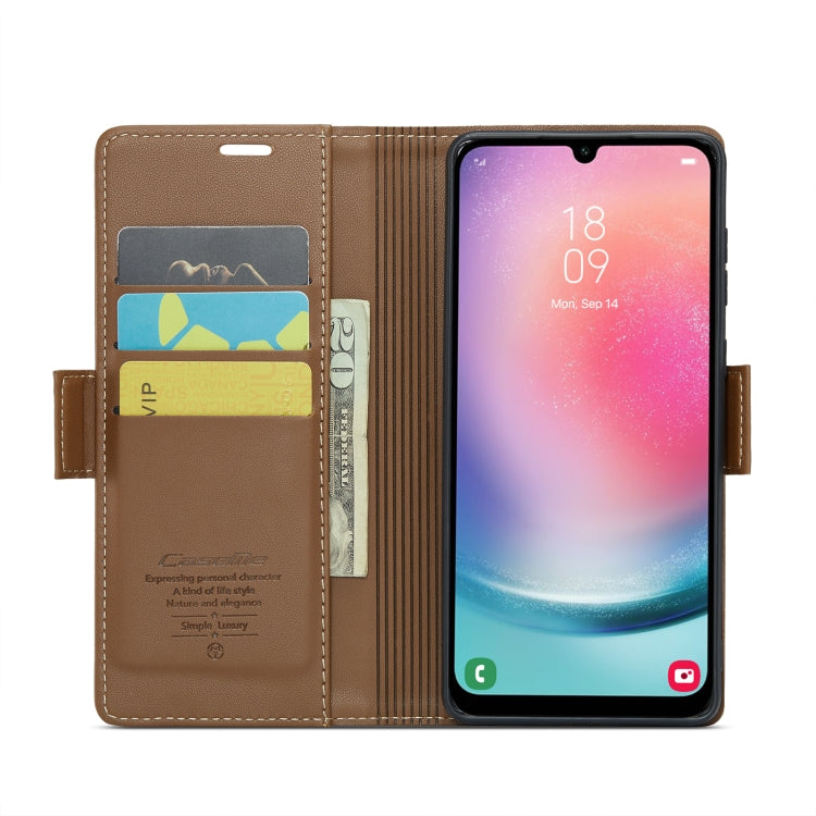 For Samsung Galaxy A24 4G CaseMe 023 Butterfly Buckle Litchi Texture RFID Anti-theft Leather Phone Case(Brown) - Galaxy Phone Cases by CaseMe | Online Shopping South Africa | PMC Jewellery | Buy Now Pay Later Mobicred