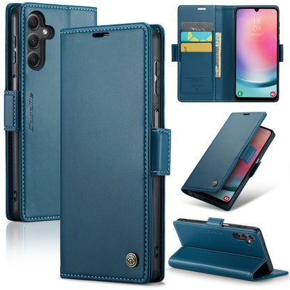 For Samsung Galaxy A24 4G CaseMe 023 Butterfly Buckle Litchi Texture RFID Anti-theft Leather Phone Case(Blue) - Galaxy Phone Cases by CaseMe | Online Shopping South Africa | PMC Jewellery | Buy Now Pay Later Mobicred