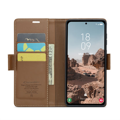 For Samsung Galaxy A55 CaseMe 023 Butterfly Buckle Litchi Texture RFID Anti-theft Leather Phone Case(Brown) - Galaxy Phone Cases by CaseMe | Online Shopping South Africa | PMC Jewellery | Buy Now Pay Later Mobicred