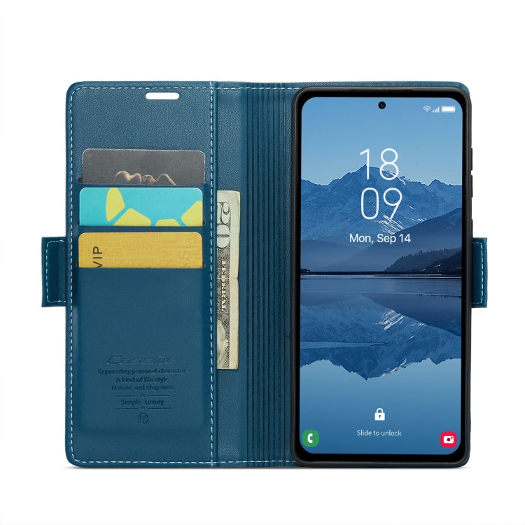 For Samsung Galaxy A55 CaseMe 023 Butterfly Buckle Litchi Texture RFID Anti-theft Leather Phone Case(Blue) - Galaxy Phone Cases by CaseMe | Online Shopping South Africa | PMC Jewellery | Buy Now Pay Later Mobicred