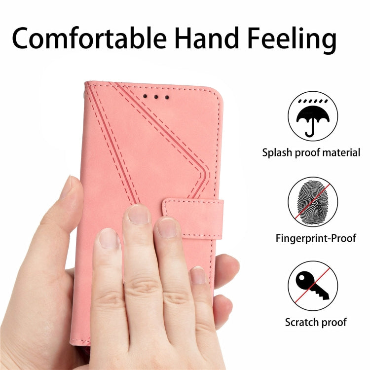 For vivo V27E 4G Global Stitching Embossed Leather Phone Case(Pink) - vivo Cases by PMC Jewellery | Online Shopping South Africa | PMC Jewellery