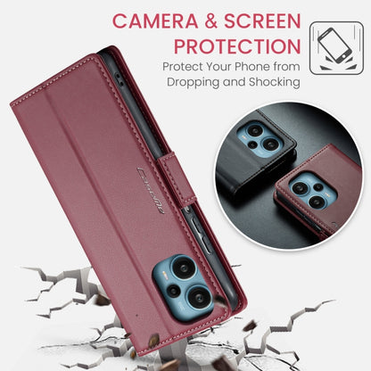 For Xiaomi Poco F5 5G/Redmi Note 12 Turbo 5G CaseMe 023 Butterfly Buckle Litchi Texture RFID Anti-theft Leather Phone Case(Wine Red) - Xiaomi Cases by CaseMe | Online Shopping South Africa | PMC Jewellery | Buy Now Pay Later Mobicred